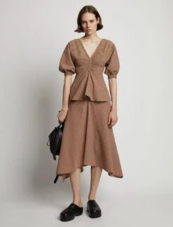 Proenza Schouler White Label | Gingham Long Sleeve Peplum Top - Coral/Black 10 Proenza Schouler White Label | Gingham Long Sleeve Peplum Top - Coral/Black -Fashion Clothing Store 18897047 43581448 1320