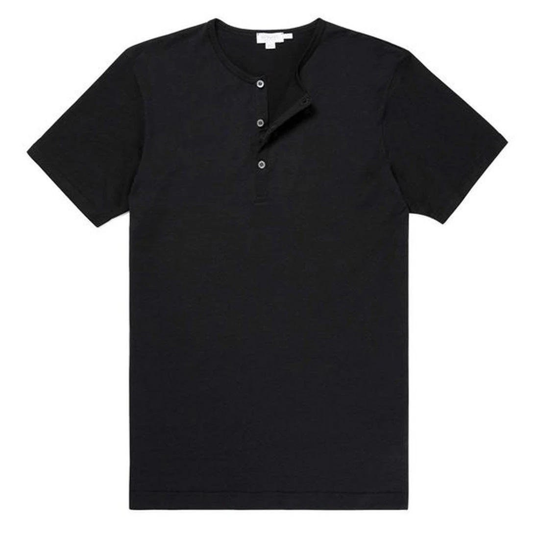Sunspel Henley T-Shirt Black 3 Sunspel Henley T-Shirt Black
