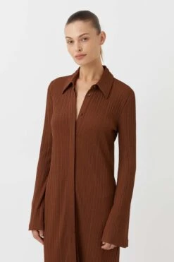 Camilla And Marc | Lumi Shirt Dress - Walnut -Fashion Clothing Store C M CAMILLA AND MARC Lumi ribbed maxi shirt dress brown 5 1200x1800 2x 30ae0c82 df3a 4da7 b1e3 3b30d06347a7