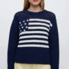 RE/DONE | 50s Crewneck Sweater - Navy Multi -Fashion Clothing Store CrewNavy