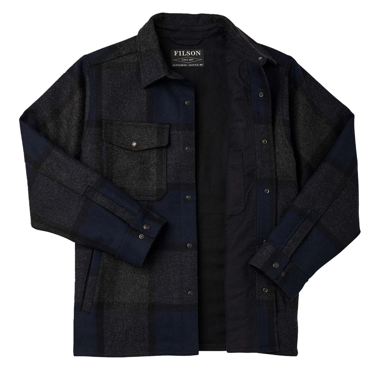 Filson Mackinaw Jac Shirt Navy Charcoal Plaid 5 Filson Mackinaw Jac Shirt Navy Charcoal Plaid - Image 3