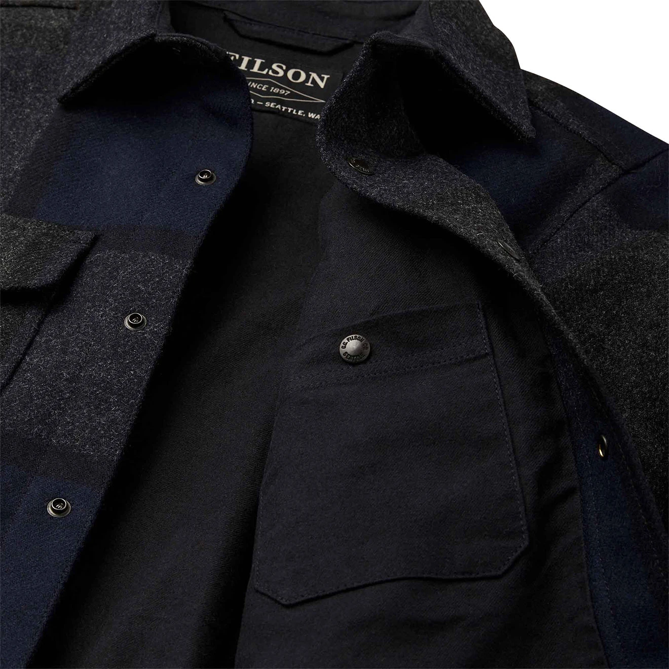 Filson Mackinaw Jac Shirt Navy Charcoal Plaid 7 Filson Mackinaw Jac Shirt Navy Charcoal Plaid - Image 5