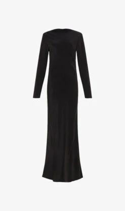 St Agni | Long Sleeve Bias Silk Dress - Black