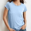 Velvet | Odelia Cotton Slub Crew Neck Tee - Mist -Fashion Clothing Store OdeliaBlue