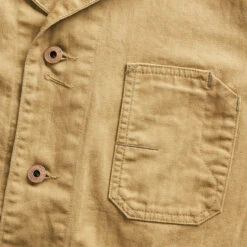 RRL By Ralph Lauren Linen-Cotton Herringbone Chore Jacket Khaki 11 RRL By Ralph Lauren Linen-Cotton Herringbone Chore Jacket Khaki -Fashion Clothing Store RRL by Ralph Lauren Langport Cotton Linen Jacket Khaki 26207 3