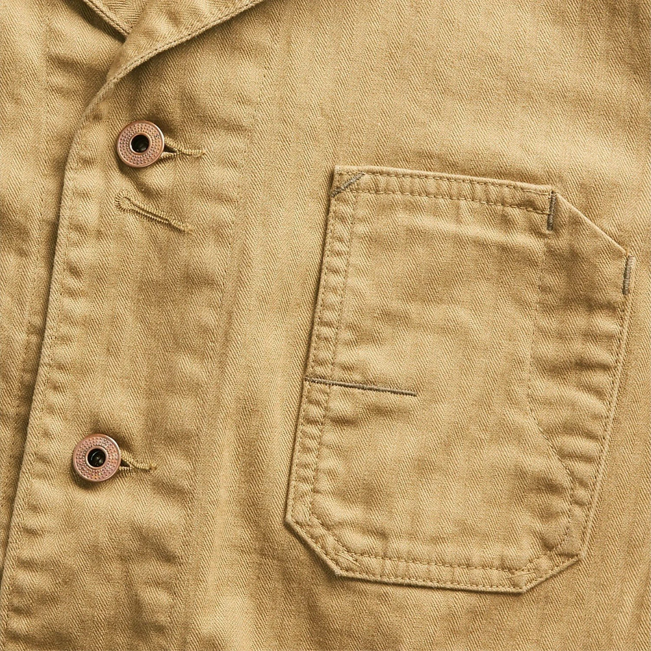 RRL By Ralph Lauren Linen-Cotton Herringbone Chore Jacket Khaki 7 RRL By Ralph Lauren Linen-Cotton Herringbone Chore Jacket Khaki - Image 5