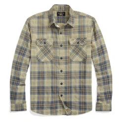 RRL By Ralph Lauren Plaid Twill Workshirt Faded Blue/Yellow