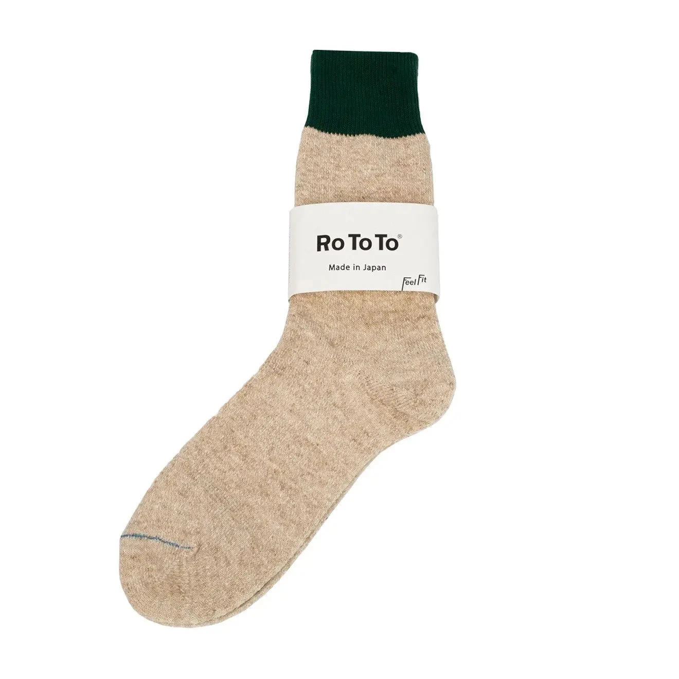 RoToTo Double Face Socks Green / Medium Beige 3 RoToTo Double Face Socks Green / Medium Beige