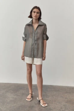 St Agni | Sheer Shirt - Castor Grey -Fashion Clothing Store SHEER SHIRT CASTOR GREY 1000x a1b3a3d0 d17b 41f3 86ed 638935e1f791