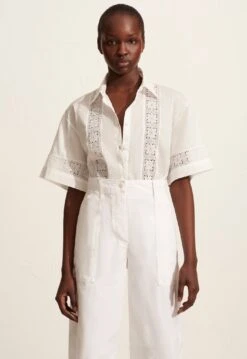 Matteau | Broderie Trim Shirt - White -Fashion Clothing Store The Embroidered Short Sleeve Short Relaxed Cargo Pant White 1 1440x be5a4316 45be 4a56 828f 025581fe37d4