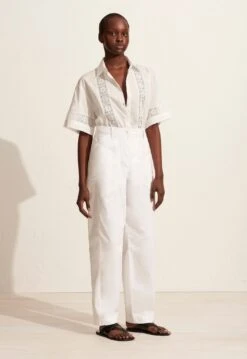 Matteau | Broderie Trim Shirt - White -Fashion Clothing Store The Embroidered Short Sleeve Short Relaxed Cargo Pant White 4 1440x 36c43927 7108 41e8 b92e 6d443b863dc8