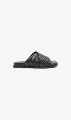 La Tribe | Woven Crossover Slide - Black