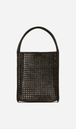 St Agni | Rattan Tote Bag - Black