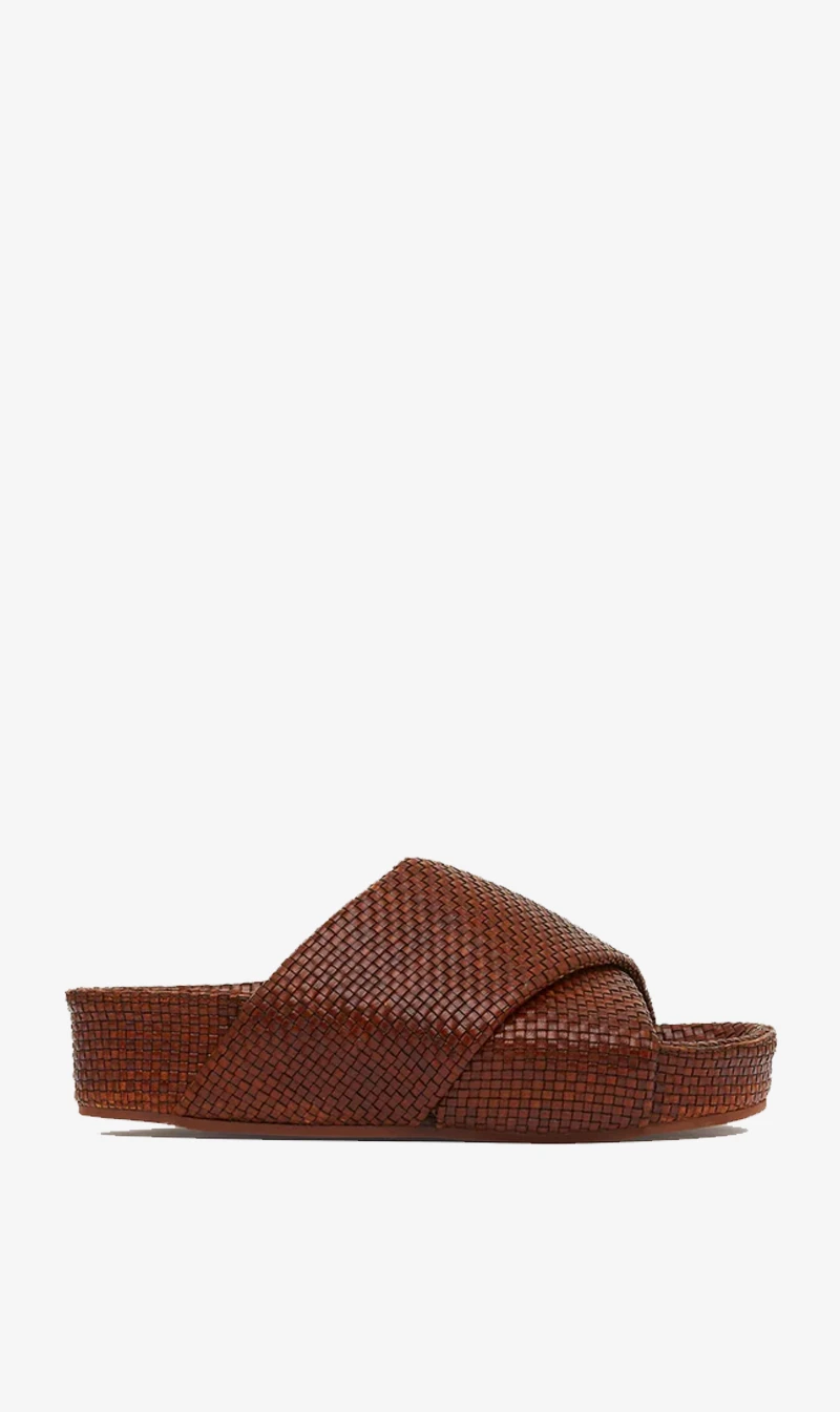 St. Agni | Woven Flatform Slide - Antique Tan